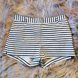 H&M Striped Mini Shorts White Navy Flat Front 10